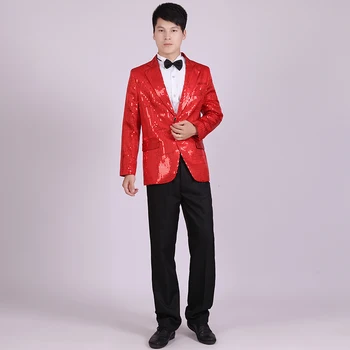 Корейската версия на новата изпълнение мъжки дрехи пайети топ костюм водещ водещ певицата топ костюм