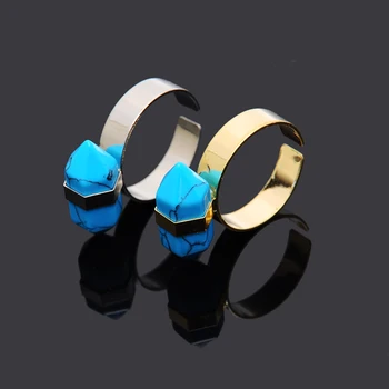 Нов прием на мода куршум форма на син камък пръстени за жени Anillos Bijoux франзели Femme бижута