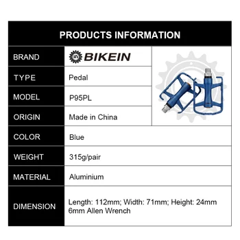 BIKEIN Колоездене МТБ CNC алуминий устойчива на плъзгане плосък педал BMX ултра-леки педали планинско колоездене платформа аксесоари за велосипеди в 3 цвята