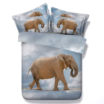 3D слон Утешител, комплекти легла одеяло doona пухени покривки чаршаф спално бельо за възрастни Super King Queen size twin 5 бр.