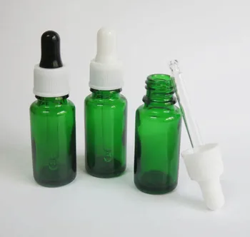 Търговия на едро е 100 бр./ лот 15 мл Зелена стъклена бутилка с капкомер, реагент стъклена краен 15 мл ароматерапия течни бутилки пипета
