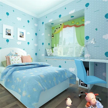 Beibehang зелени нетъкани материали, дишащи тапети топла детска стая, спалня тапети сладко розово ягодово парашут
