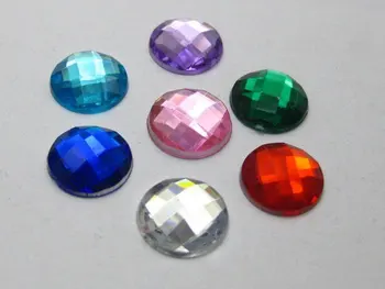 200 смесен цвят акрил Flatback фасетиран през цялата планински кристал скъпоценни камъни от 10 мм, без дупки