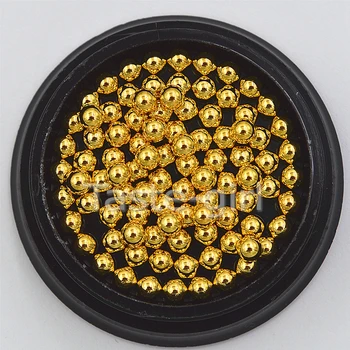 2 саксията мини стоманени топчета хайвер топчета 3D декорация на нокти 3.0 мм злато, сребро шампанско черни шипове маникюр Nail Art кръгло украса