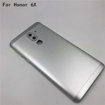 Нов за Huawei Honor 6X заден корпус на задния панел капак на отделението за батерията с бутони, черен, сребрист и сив цвят