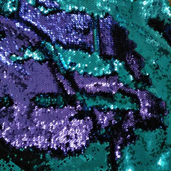 Bling Bling 50x65cm Purple & Greenblue Color Пайета Double-face Reversible Пайета Плат Сатен Back Пайета Fabric For САМ Sewing