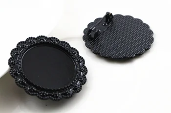 Нова мода 2 елемента 25мм вътрешен размер в черен цвят брошка мода кабошон основна настройка (A6-42)