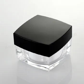 Високо качество на 360/лот 5 g 10 g 15 g 30 g 50 g е малка прозрачна акрилна крем банка с черни пластмасови капаци козметични контейнери за грим