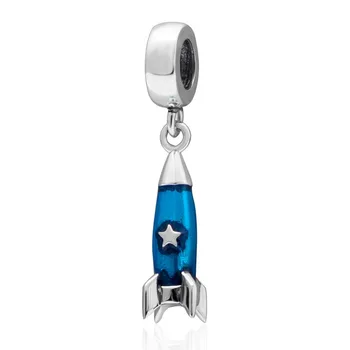 Синята емайл ракети висулка Чар със звезда виси 925 стерлинги сребърни топчета за европейски стил гривна