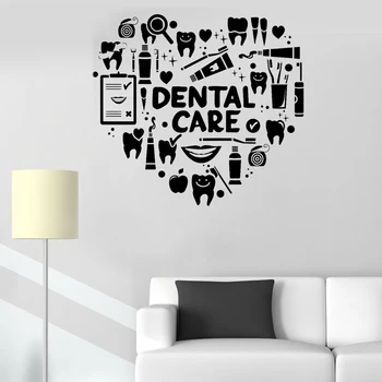 Нов дизайн за стоматологична помощ стикер на стената изкуството на винил баня интериор Декор високо качество водоустойчив зъболекар стил етикети LC283