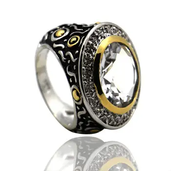 Crystal бял Цирконий сребро 925 високо качество на необичайни бижута годежен пръстен размер 6 7 8 9 10 F1166