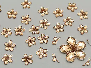1000 шампанско акрил Flatback фасетиран цвете от кристал скъпоценни камъни 6 мм