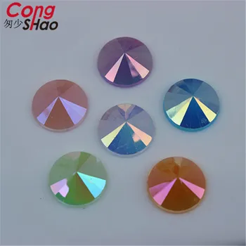Galina Shao 200pcs 12mm AB Jelly Цвят кръгли акрилни кристали апликация Crystal-плоска задната част на DIY Занаятите аксесоари за дрехи CS61