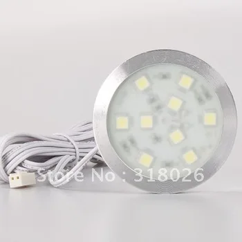 Топъл бял и бял кръг led шкаф Light SMD5050 9led Use For Jewellery Home Office 12VDC1pcs/лот