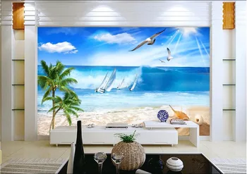 Потребителски стенописи 3d фото тапет морско Ветроходство home decor живопис 3d стенописи тапети за стените на хола, 3 d