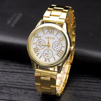 Модерен дамски часовник с римски цифри дамски часовници е от неръждаема стомана класически кръгъл циферблат златни Кварцов ръчен часовник Relogio feminino