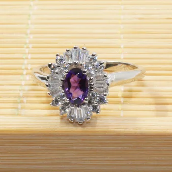 Мода сребърен скъпоценен камък, пръстен, натурален VVS аметист сребърен пръстен днешно стерлинговое сребро, аметист пръстен за сватба, романтичен подарък