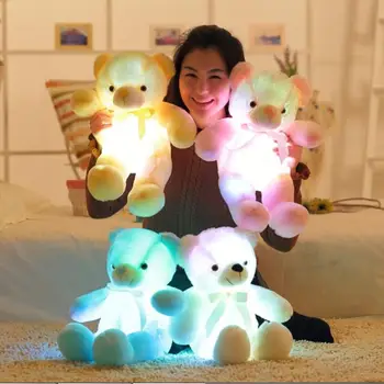 50 см творчески светлина нагоре LED плюшено мече меки животни, плюшени играчки, цветни светещи плюшено мече Коледен подарък за деца
