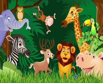 Beibehang потребителски 3D тапети карикатура на горското животно е лъв, слон, жираф гигант маймуна детска стая декорация на дома, 3d тапети