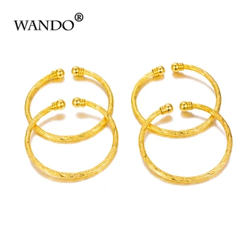 Wando 2pcs Dubai Gold Печат baby МАЛЪК Гривна Child Bracelet for Kids african Children Bairn Jewelry mideast Arab сладко Gift wb78