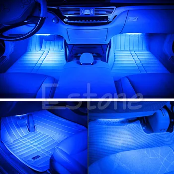 Нов син 2X12 LED интериора на автомобила пол за краката декор атмосфера светлина неонови ленти