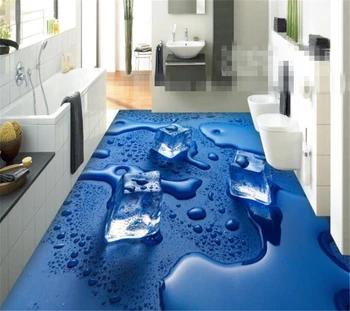 Потребителски снимки подови тапети ледената вода капки вода теракот, PVC тапети, самозалепващи водоустойчив 3d подове Beibehang