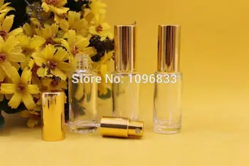 15 мл 15CC стъклен флакон парфюм със златна капачка Сребърна капачка пръскане Spayer, Parfum атомайзер опаковки за еднократна употреба бутилка, 40 бр./лот