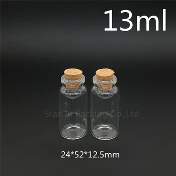 Безплатна доставка 500 бр./лот 13 мл 24*52 мм искат стъклена бутилка със запушалка, високо качество 13cc стъклени флакони дисплей бутилка на едро