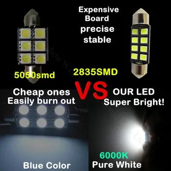 WLJH 10pcs LED C5W Car Festoon 36mm Automotive C5W light Interior Dome Led Auto Лампа 12v Осветление Bulb White Crystal Blue