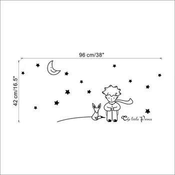 96*42 см, звезди Луната Малкият принц Фокс графичен стенен винил децата приказка стикер стикер за детска стая Детска стая декор