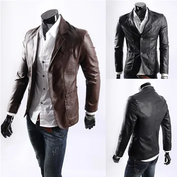 Голям размер 2018 нов стил, нови мъжки кожени якета тънък мъжки мъжки връхни облекла кожени облекла палто размер М-7XL