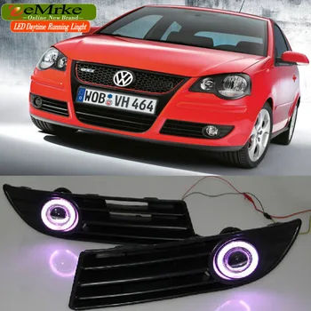 EeMrke LED Angel Eyes DRL за Volkswagen VW Polo дневни светлини халогенни светлини H11 55 W фарове за мъгла