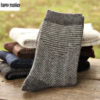 10 броя 5 чифта 2017 нови зимни чорапи човек заек вълнени чорапи Мъжки чорапи до Стрелката чист цвят разширени вълнени чорапи