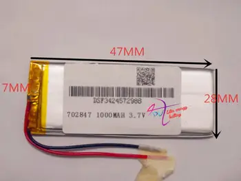 Размер 702847 3.7 V 1000mah литиево-полимерна батерия с опазването на дъска за Bluetooth GSP PSP цифрови продукти Безплатна доставка
