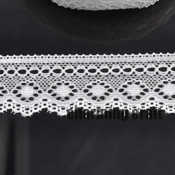 Широчина 30 мм бял еластични бродирана дантела тъкани отрежете лента аксесоари за дрехи за сватбената украса на 5 ярда / лот САМ CP0336