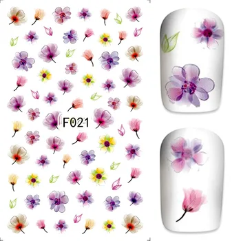 100 бр. / Лист прозрачна акварелни цветове стикери за нокти красиви жени мода светъл цвят на ноктите етикети пролетен маникюр дизайн