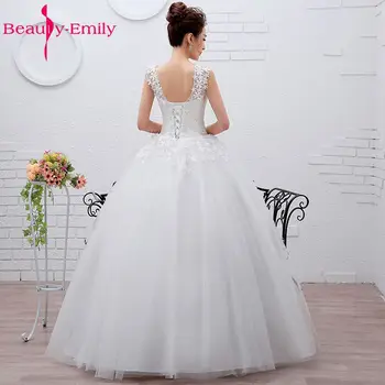 Красотата-Емили плюс размера на Бял евтини сватбени рокли 2017 бална рокля мъниста стягам Сватба парти сватбени рокли vestido de noiva