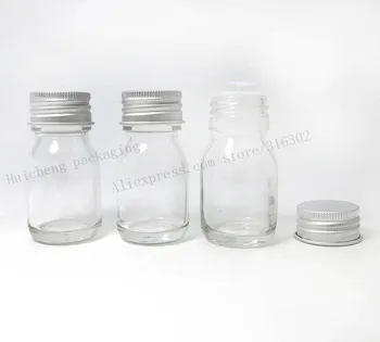 200 x 30 мл, прозрачни стъклени бутилки с алуминиева капачка и поставяне. Прозрачен стъклен съд 1 унция