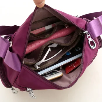 Дамска чанта многопластова светкавица найлон водоустойчива чанта-месинджър майка чанта модерна ежедневна чанта с голям капацитет чанта на рамото