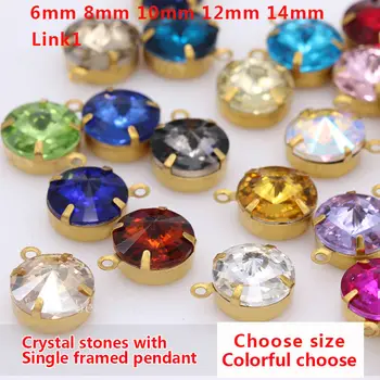 Всички размери, цветове de rivoli през цялата стъклен Кристал камъни Crystal една Кама мъниста медальон със златен блясък бижута и аксесоари