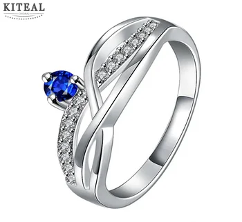 2017 ново сребърен пръстен син / червен/бял / лилав короната аниллос to.us мечка Чар годежен пръстен аксесоари