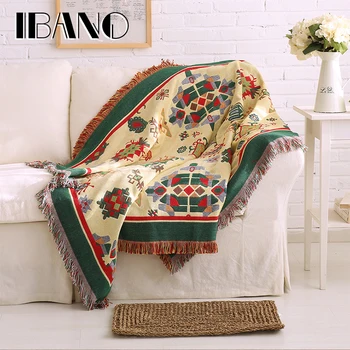 IBANO памук хвърли едно одеяло на дивана делото 130x180 см конец одеяло старинни декоративни килими мат / плажна хавлия / Tabelcloth/Beed лист