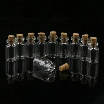 Горещи продажба 30шт 1 мл мини малки малки прозрачни коркови тапи стъклени бутилки флакони на едро