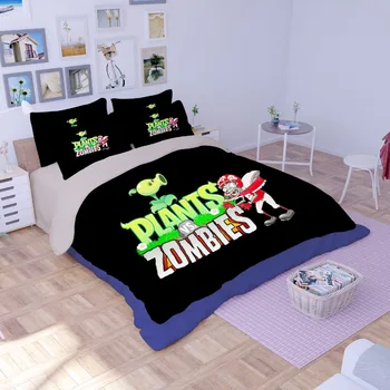 Black Plants vs. Zombies game 3D print комплекти, легла, детски момчета възрастен пухени високо качество single full queen king size