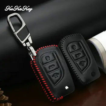 Калъф за ключове на автомобила ключодържател от естествена кожа защитна обвивка за Toyota COROLLA, Camry CROWN LEVIN Reiz EZ RAV4 Highlander Key Holder