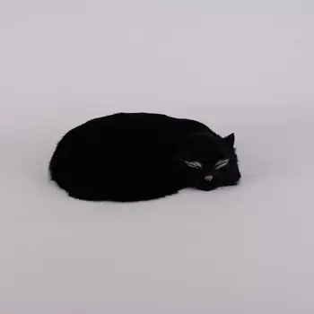 за 27x6x20cm черно моделиране на спящата котка играчка полиетилен и козината на котката модел подарък 1456