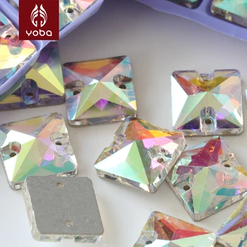 5 размери отлично качество шият кристали Crystal AB Strass квадратни форми стъклен камък Flatback за дрехи и бижута Y1048