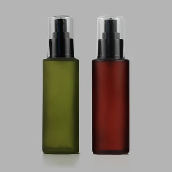 Ping 100ml lucifugal glass spray bottle, fine mist cosmetic / опаковка парфюм бутилка (червен, зелен ) черна капачка