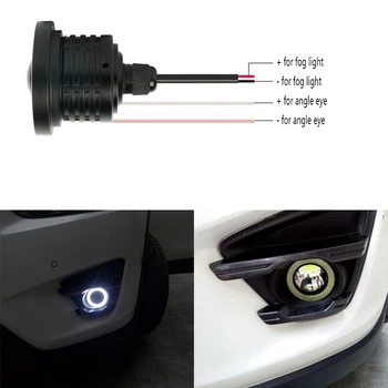 Водоустойчив проектор LED обектив Halo Angel Eyes пръстени, фарове за мъгла 12V SUV ATV фарове за мъгла бял син жълт червен розов дневен ход