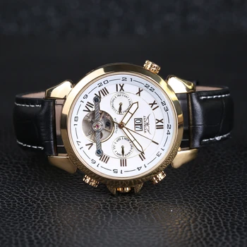 Мъжки часовници Топ луксозна марка Jaragar Tourbillon дата на стари автоматични механични часовници на черното злато Relogio Masculino Безплатна доставка